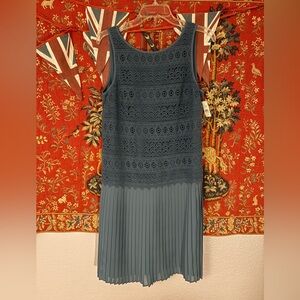 LOFT Gatsby Lace Drop Waist Dress Jazz Flapper 1920 Ragtime Party NWT Gray Blue